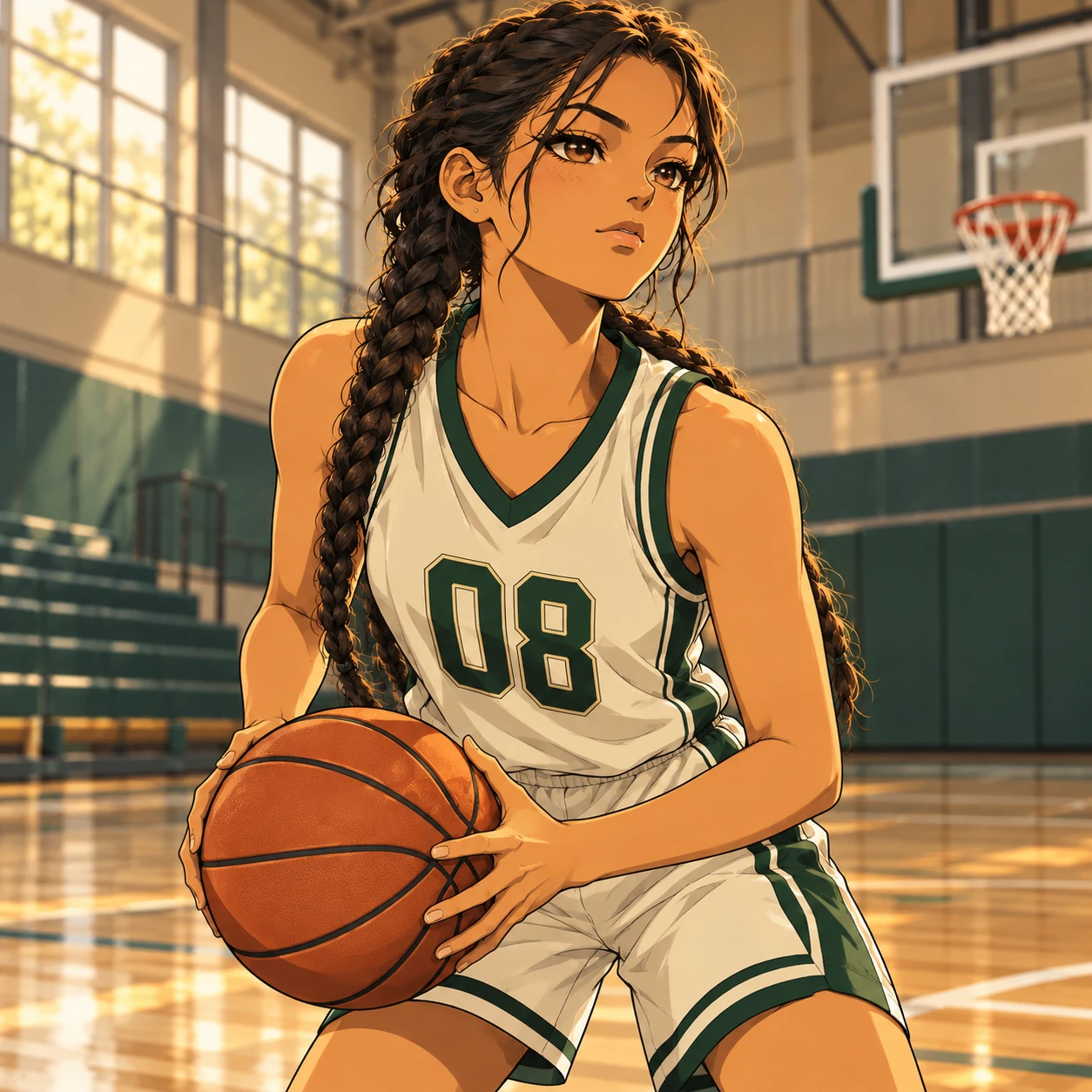 Same fictional illustrated athlete in her next indoor-court season